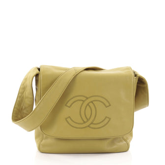 Chanel Vintage CC Flap Shoulder Bag Lambskin Medium Green 2589801