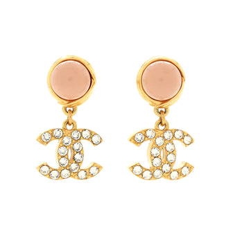 Chanel CC Drop Earrings Metal with Resin and Crystals