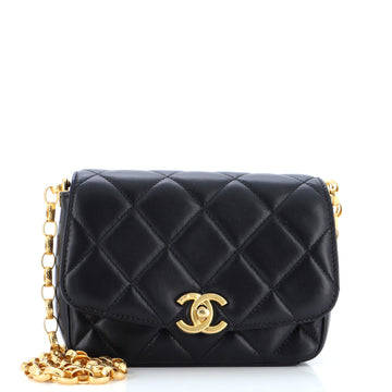 Chanel CC Coin Chain Flap Bag Quilted Lambskin Small
