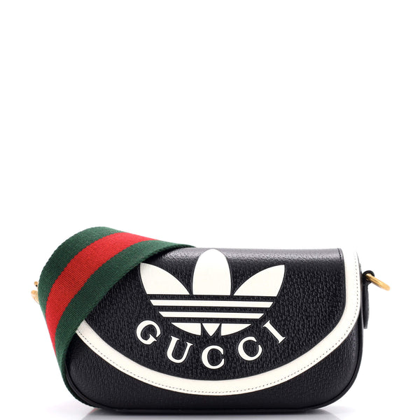 Gucci x adidas Flap Shoulder Bag Leather Mini Black 2589901 - Main Image