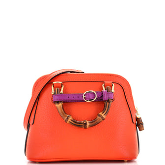 Gucci Diana NM Bamboo Dome Top Handle Bag Leather Mini