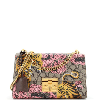 Gucci Padlock Shoulder Bag Bengal Print GG Coated Canvas Medium