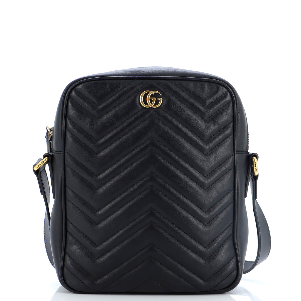 Gucci GG Marmont Zip Messenger Bag Matelasse Leather Small
