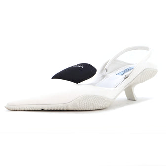 Prada Women's Triangle Logo Slingback Pumps Nylon