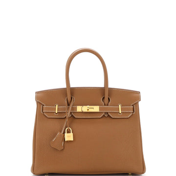 Hermes Birkin Handbag Brown Togo with Gold Hardware 30