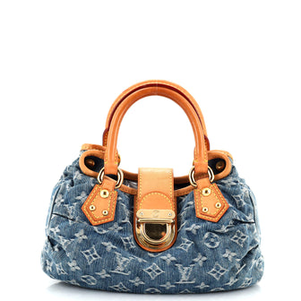 Louis Vuitton Pleaty Handbag Denim Small