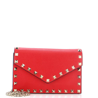 Valentino Garavani Rockstud Envelope Chain Wallet Leather