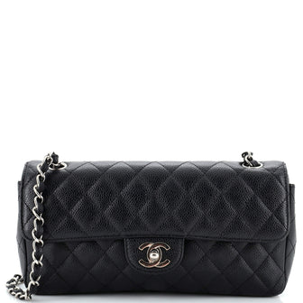 Chanel Classic Single Flap Bag Quilted Caviar East West
