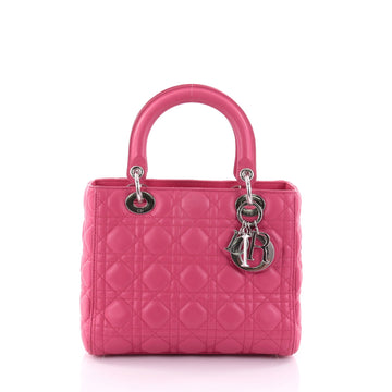 Christian Dior Lady Dior Handbag Cannage Quilt Lambskin Medium Pink 2592601