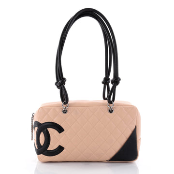 Chanel Cambon Bowler Bag Quilted Leather Medium Neutral 2593203
