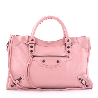 Balenciaga City Classic Studs Handbag Leather Medium Pink 2593902