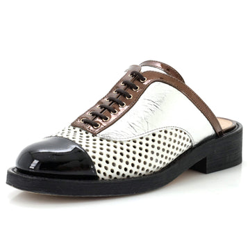 Chanel Women's CC Oxford Mules Patent and Leather