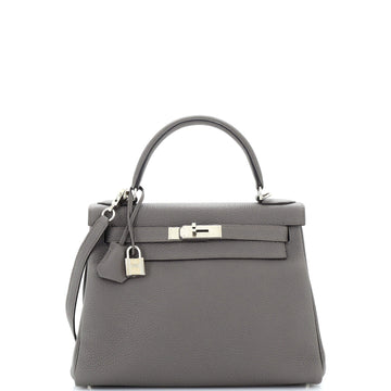Hermes Kelly Handbag Grey Togo with Palladium Hardware 28