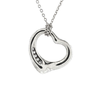 Tiffany & Co. Elsa Peretti Open Heart 5 Diamonds Pendant Necklace Platinum and Diamonds