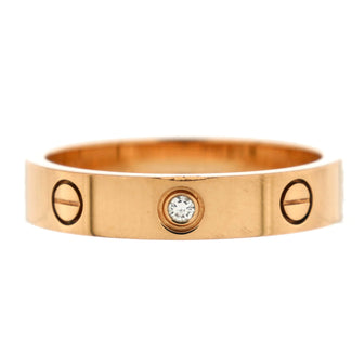Cartier Love Wedding Band 1 Diamond Ring 18K Rose Gold with Diamond