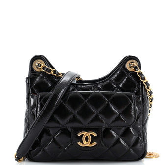 Chanel Wavy CC Hobo Quilted Crumpled Calfskin Small