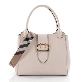 Burberry Buckle Tote Leather Medium Neutral 2595601