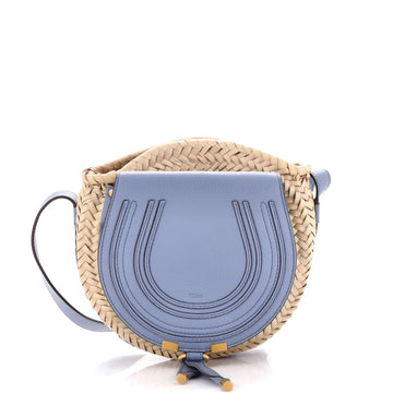 Chloe Marcie Basket Crossbody Bag Raffia and Leather Small