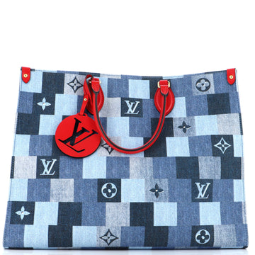 Louis Vuitton OnTheGo Tote Damier and Monogram Patchwork Denim GM