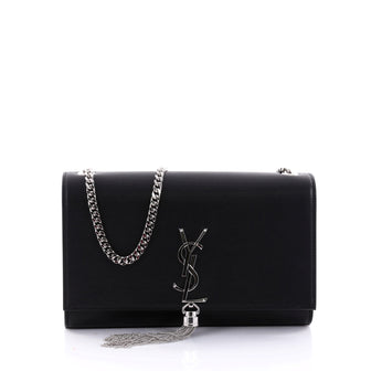 Saint Laurent Classic Monogram Tassel Crossbody Bag Leather Medium Black 2596401
