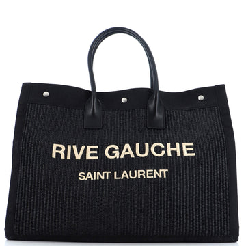 Saint Laurent Rive Gauche Shopper Tote Raffia with Canvas Large