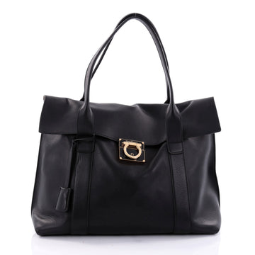 Salvatore Ferragamo Sookie Satchel Leather Large Black 2596501