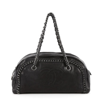 Chanel Luxe Ligne Bowler Bag Leather Medium Black 2596801
