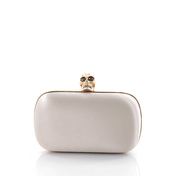 Alexander McQueen Crowned Skull Box Clutch Satin Small Neutral 2597001