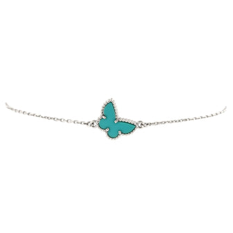 Van Cleef & Arpels Sweet Alhambra Butterfly Bracelet 18K White Gold and Turquoise