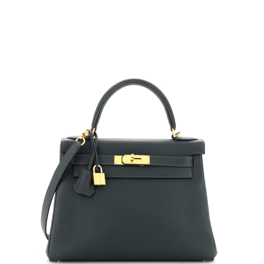 Kelly Handbag Vert Foncé Togo with Gold ...