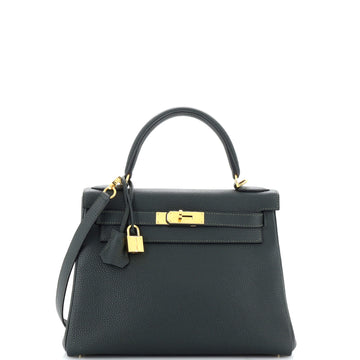 Hermes Kelly Handbag Green Togo with Gold Hardware 28