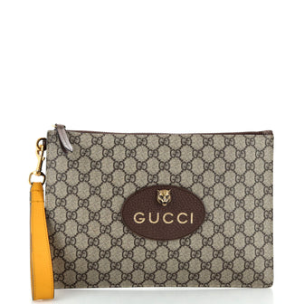 Gucci Neo Vintage Wristlet Pouch GG Coated Canvas