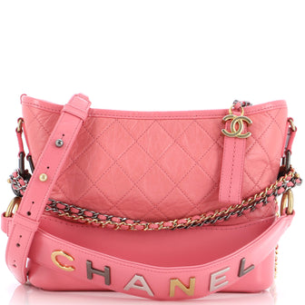 Chanel Gabrielle Hobo with Logo Handle Quilted Aged Calfskin Medium