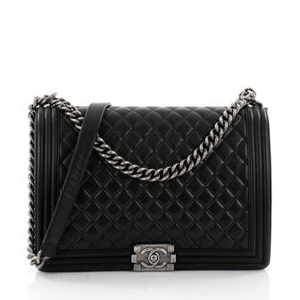 Chanel Boy Flap Bag Quilted Calfskin Large Black 2598103