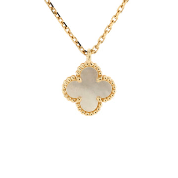 Van Cleef & Arpels Sweet Alhambra Pendant Necklace 18K Yellow Gold and Mother of Pearl