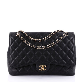 Chanel Classic Single Flap Bag Quilted Caviar Maxi Black 2598603