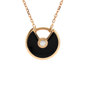 Cartier Amulette de Cartier Pendant Necklace 18K Pink Gold with Onyx and Diamond XS