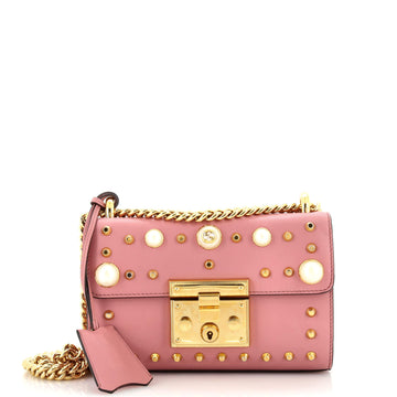 Gucci Pearly Padlock Shoulder Bag Studded Leather Small