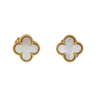Van Cleef & Arpels Sweet Alhambra Stud Earrings 18K Yellow Gold and Mother of Pearl