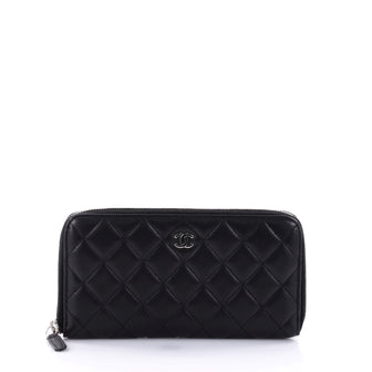 Chanel Zip Around Wallet Quilted Lambskin Long Black 2600101