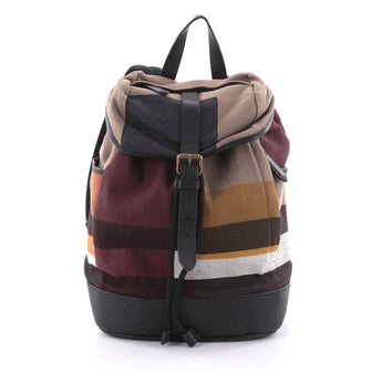Burberry Drifton Backpack Color Block House Check Canvas with Leather Brown 2600601