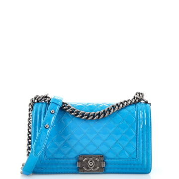 Chanel Boy Flap Bag Quilted Patent Old Medium
