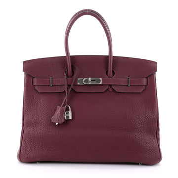 Hermes Birkin Handbag Purple Fjord with Palladium Hardware 35 Purple 2601102