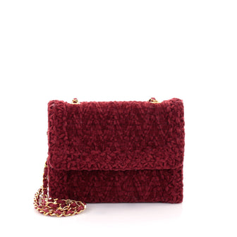 Chanel Vintage Flap Shoulder Bag Chenille Medium Red 2601401
