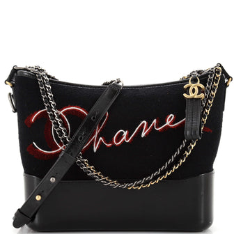 Chanel Paris-Hamburg Gabrielle Hobo Embroidered Wool and Calfskin Medium