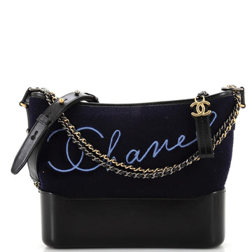 Chanel Paris-Hamburg Gabrielle Hobo Embroidered Wool and Calfskin Medium