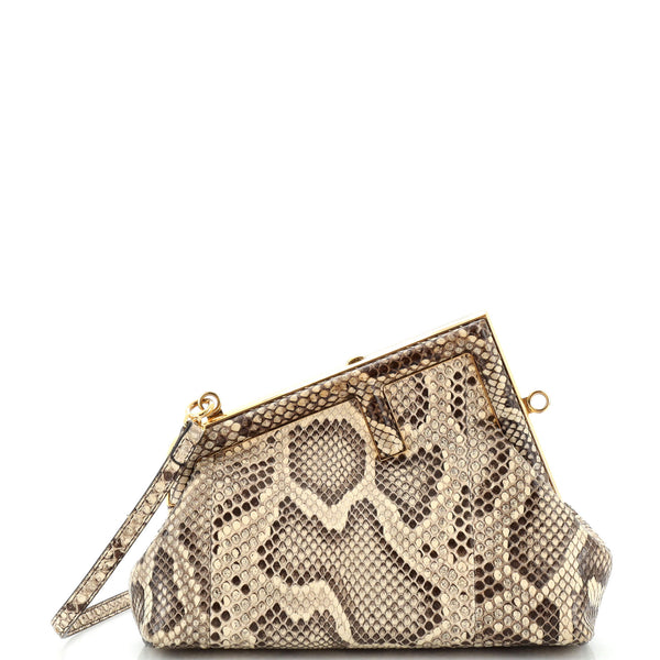 バッグ FENDI PYTHON FF MEDIUM BUSTA POUCH Fendi First Bag Python Small Neutral 2601521