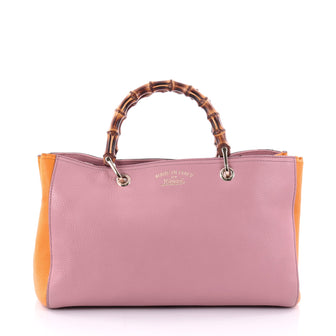 Gucci Bicolor Bamboo Shopper Tote Leather Medium Pink 2601601