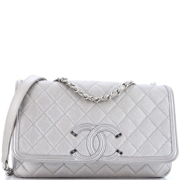 Chanel Filigree Flap Bag Quilted Caviar Medium