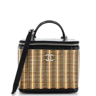 Chanel Take Away Vanity Case Rattan and Calfskin Medium